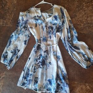 H&M Flowy Elegant Blue Floral Women's Dress Sz M